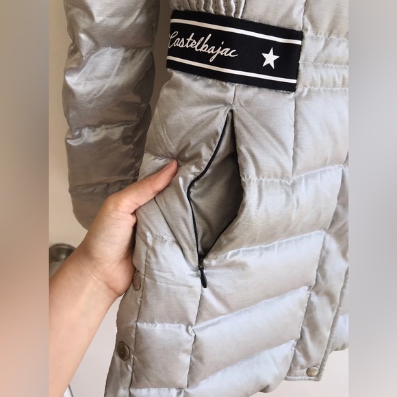 CASTELBAJAC Goose Down Blue Fox Hooded Puffer Coat Womens Size XS - Picture 11 of 16